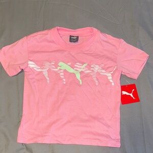 Puma Kids Pink and White Graphic Tee